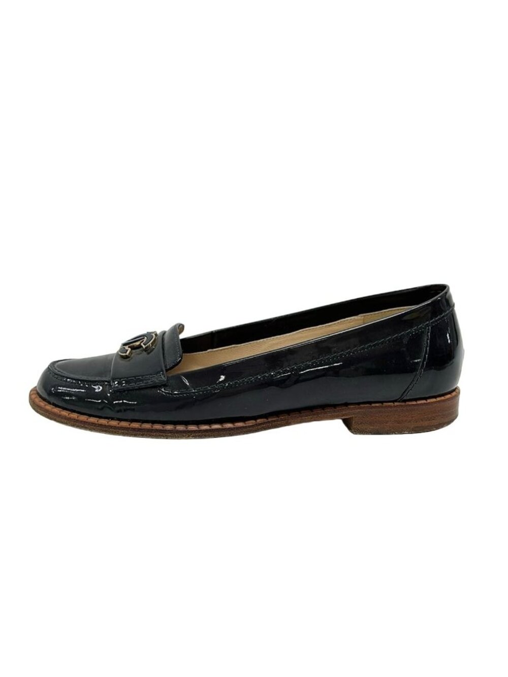 Chanel Loafers Black CC Logo Leather